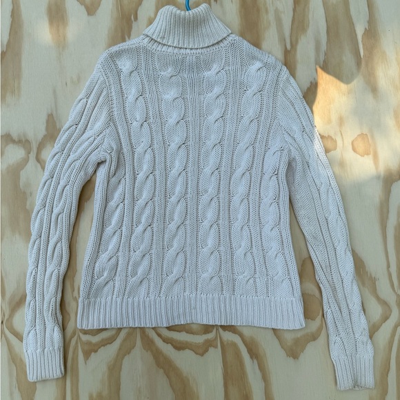 Lauren Ralph Lauren Cable Knit Turtleneck Sweater Cream Size L Chunky Pullover - Picture 6 of 11